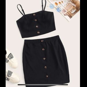 Button Front Cami Skirt and Top